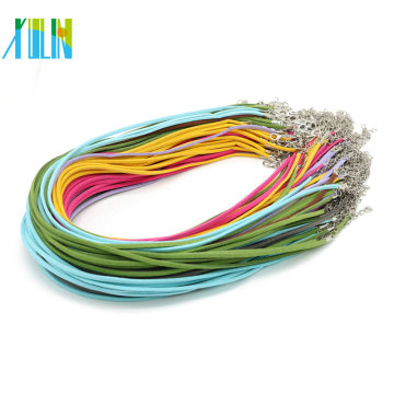 Nickel-Free Mix Color 2.6mm Suede Leather Cord with clasps and extenders Necklace 19inch, 100pcs/pack, ZYN0005